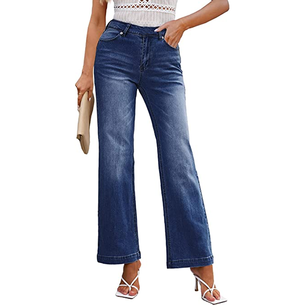 Comfy Seamed Front Wide Leg Jeans