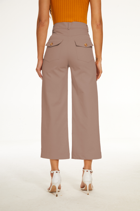 Comfy Stretch Twill Cropped Wide Leg Pant