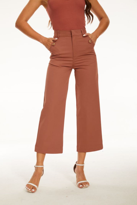 Comfy Stretch Twill Cropped Wide Leg Pant