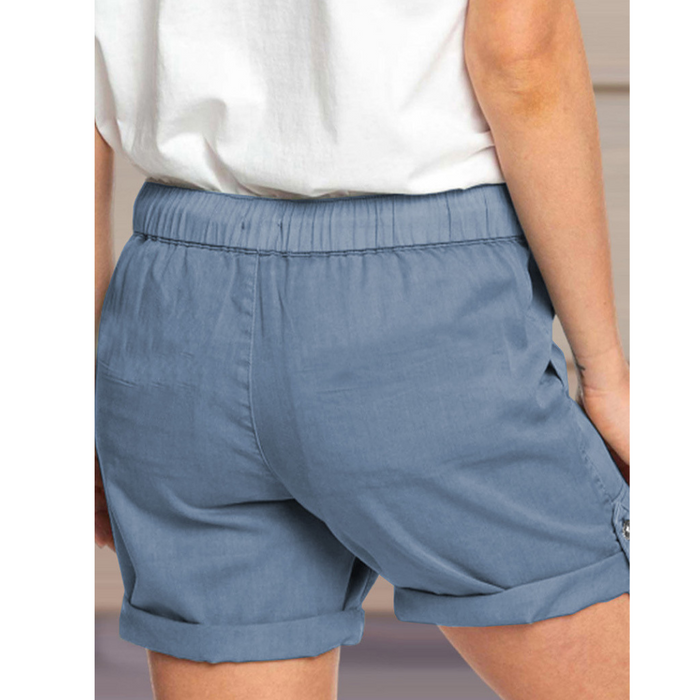 Solid Color Straight Leg Casual Shorts