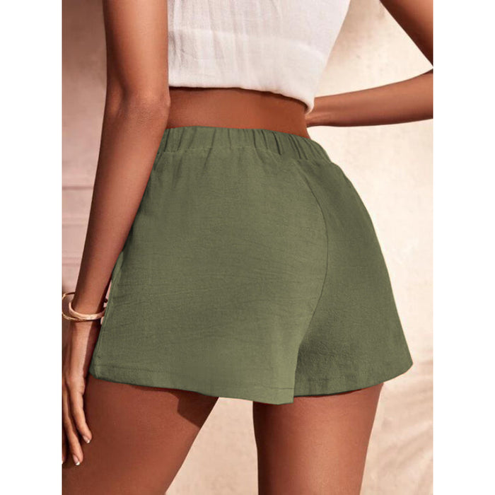 Baggy Mid-Waist Drawstring Straight Shorts