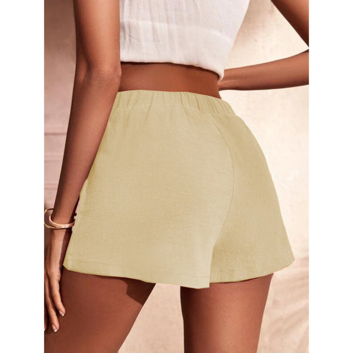 Baggy Mid-Waist Drawstring Straight Shorts