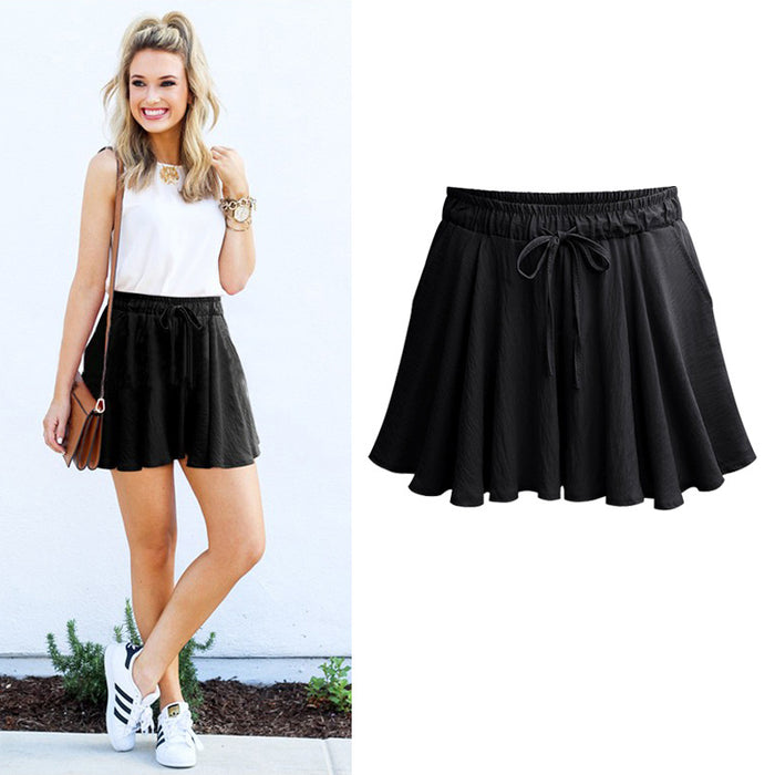 High Waist Drawstring Elastic Shorts